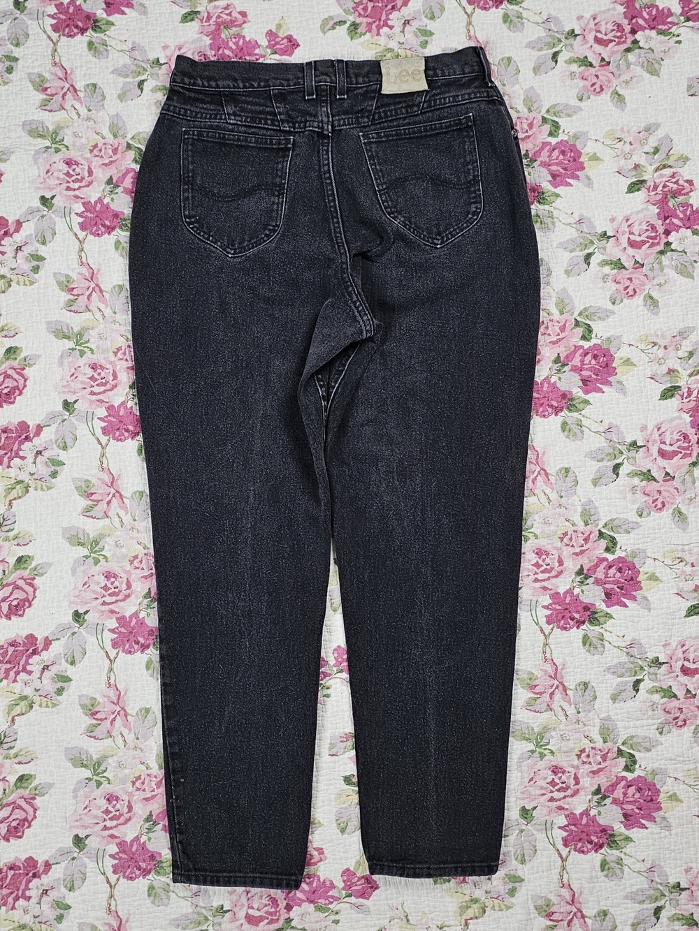 Vintage Lee Black Dark Wash Denim Straight Leg 5-Pocket Jeans 32Γ29.5